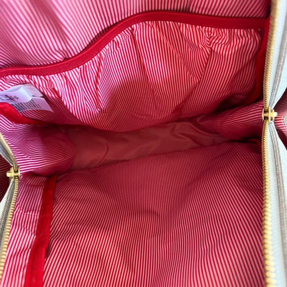 Herschel Supply Co Nova Backpack‎ Gray Canvas Gold Zip Red Stripe Lining 16”x12”